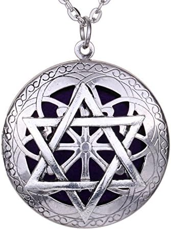 Aroma Locket Essential Oil Diffuser Antique Silver Peace OM Celtics Knots Flower Of Life Pendant Necklace + Bohemia Style Gift Pouch (XSH-528)