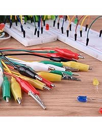 eaone 50 piezas 5 colores Set puntas de prueba con pinzas de cocodrilo, Double end 19.5 inches Test Leads con última intervensión caja