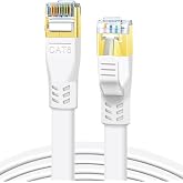 DDMALL Cat 8 Ethernet Cable 10FT, 40Gbps Flat Internet Cable (10ft, White) | High-Speed Shielded Network LAN Cord (40Gbps 2000MHz, Bare Copper), Gold-Plated RJ45 for Gaming, Modem, Router, Switch, PC