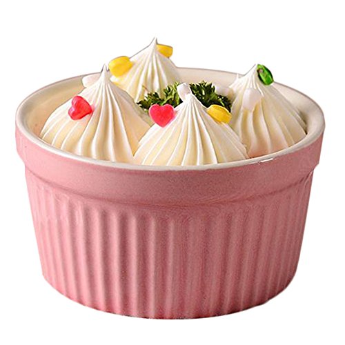 Click Here to See More Images Hosaire Ceramics Baking Cup For Souffle Cake Creative Pudding Bowl Multicolor Ceramic Bowl Pink