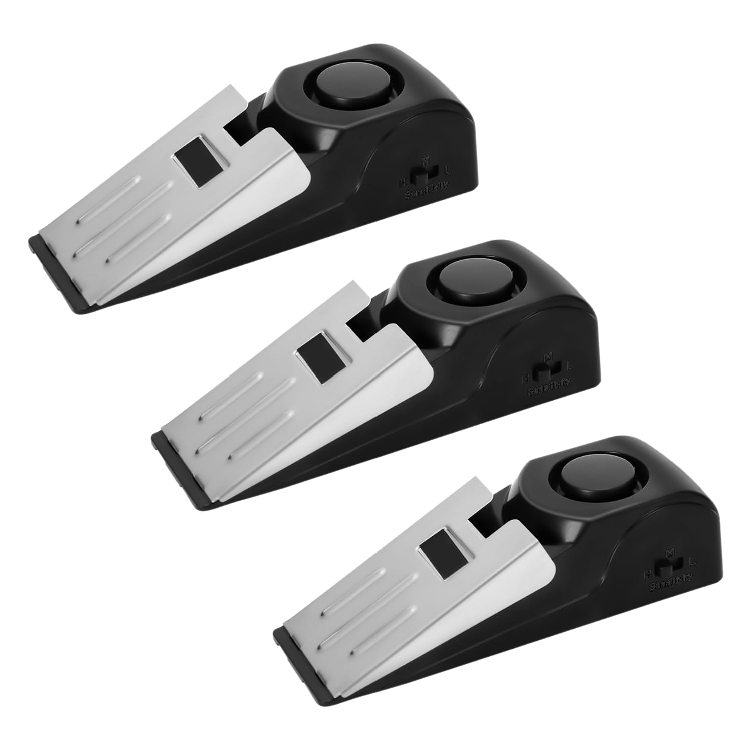 3 Pieces Anti-Collision Door Stop with Security Alarm - Protective Door Wedge for Travel