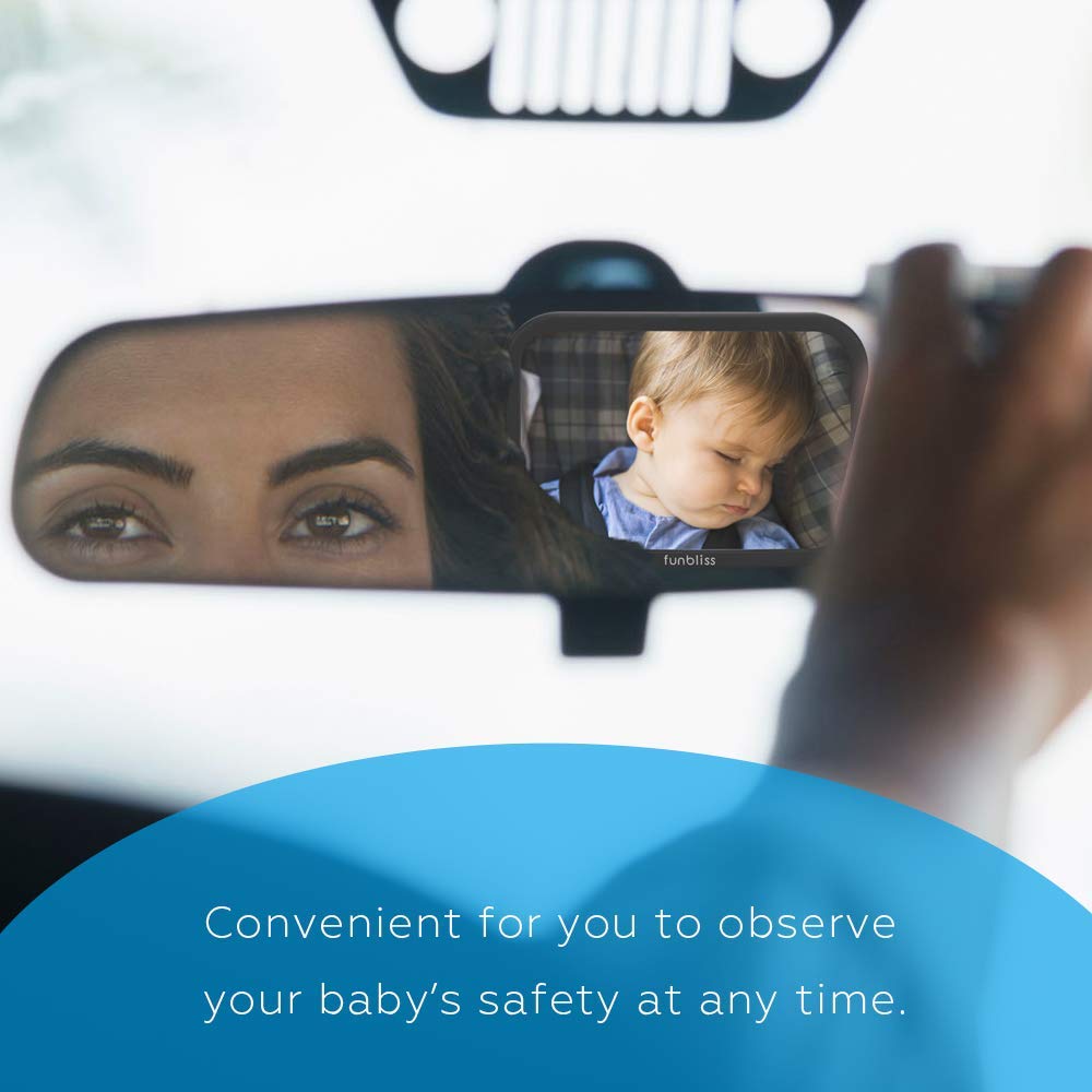 Funbliss Baby Car Mirror Safely Monitor,Car Mirror Baby Rear Facing Seat，No Assembly Required, Safer，Best Newborn, Shatterproof