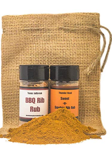 BBQ Seasoning Dry Meat Rub Gift Set | Vintage Burlap Gift Bag Included (2 count) | Calorie Free | Fat Free | Saturated Fat Free | Crafted in Small Batches | Premium | Flavorful BBQ Seasoning Dry Meat Rub Duo – Vintage Burlap Gift Bag Included!