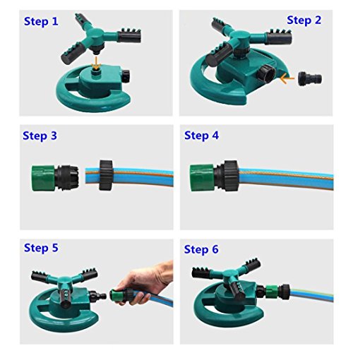 Ecosin Rotation 360° Lawn Sprinkler Garden Sprinkler Head Automatic Water Sprinklers