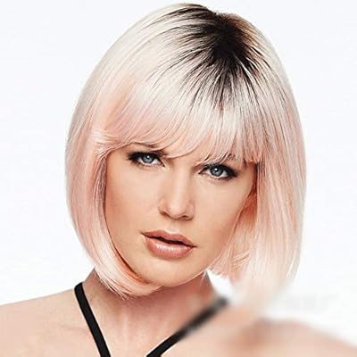 Soft And Natural Pink Gradient Bob Women Synthetic Wig Fashion
