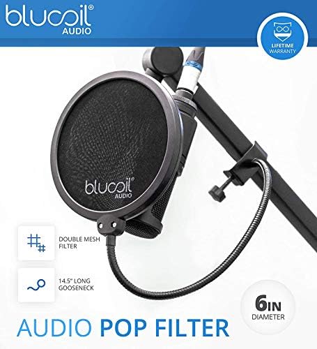 Blue blucoil cable with microphone audio filter compatible with AKG P420 microphone.