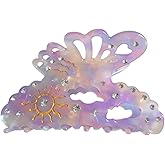 Cloud and Sun Hair Clip,PVC Claw Clip for Women,Women Hair Accessories,Purple Butterfly