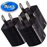 Charger Phone - USB Wall AC Adapter Brick, 3Pack Travel Plug Block Cube for Home and Cell Phone fits X/8/8 Plus/7/6S/6 Plus/6/5S/5, Galaxy S7/S6/S5 Edge, LG, HTC, Huawei, Moto, Kindle - Black