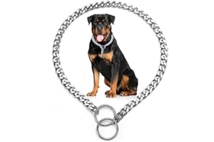 Silver Chain Dog Choke Collars for Large Dogs,