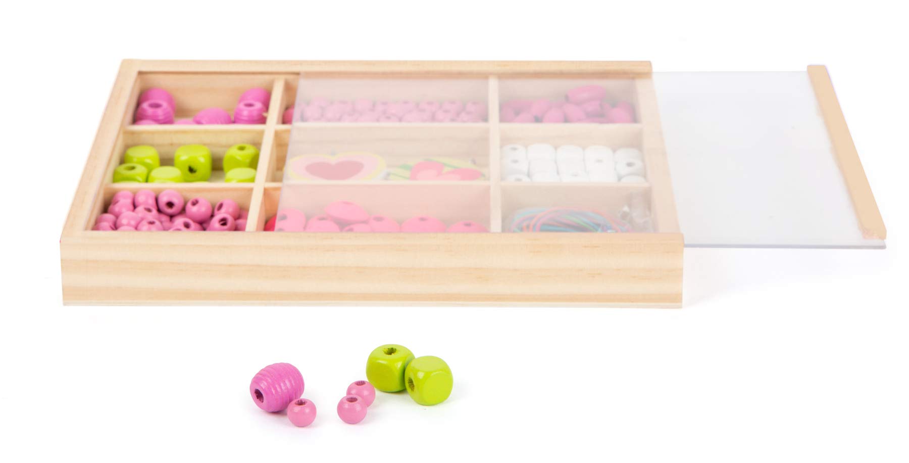 Small Foot 11727 Threading Beads Crafting Set w/wooden beads & pendants, shapes, for ages 3+ years