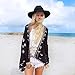 Ladies Snow Flakes Kimono Cardigan Wraps Bikini Short Blouse ? Tops Cover Ups Black ?>