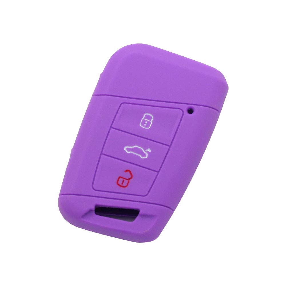 BROVACS Silicone Cover Protector Case Holder Skin Jacket Compatible with VOLKSWAGEN Passat B8 Magotan SKODA Superb A7 3 Button Smart Remote Key Fob CV9807 Purple