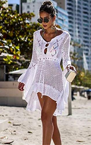 Jinsha Gestrickte Bikini Cover Up Strandponcho Strandkleid für Damen Sommer Pareos – Bild 3