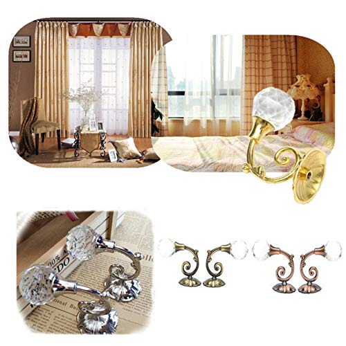Quaanti 2Pcs Glass Crystal Curtain Holder,Wall Mounted Metal Curtain Holdbacks,Window Tie Back Clips Wall Hook Tassel Holder Curtain Holdbacks Tassel Multi Use Wall Hook Coat Hanger (Rose Gold)