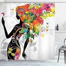 Ambesonne Colorful Shower Curtain, Madame Butterfly