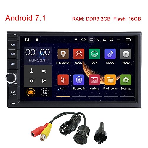 Click Here to See More Images FreeNavi Standard Double 2 Din Android 7.1 In Dash Car Stereo Radio Quad Core GPS Navigation Support 4G 3G WIFI Bluetooth Mirrorlink SWC Dual Cam-IN with FREE Rear Camera External Microphone