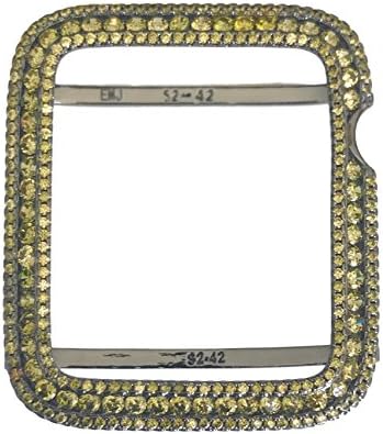 EMJ Series 2,3 Bling Apple Watch Olive Green Zirconia Black Bezel Face Case Insert 38/42 mm (38, series 2)