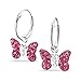925 Sterling Silver Hot Pink Crystal Butterfly on Endless 1/2