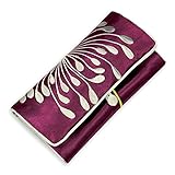 Red Blossom Jewelry Roll Clutch - Embroidered Chrysanthemum (Raspberry)