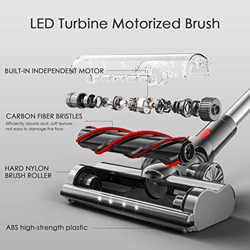 Cordless Vacuum, TOCMOC Vacuum Cleaner with 200W 22Kpa Super Suction