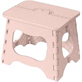 ELMWODHJ Step Stool Foldable for Bathroom Collapsible Stool Camping Chairs | Camping Foot Rest Small Folding Chair Portable Seat For Kitchen Bathroom Outdoor, Heavy Duty, Built-In Handle