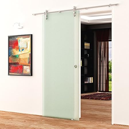 Glasschiebetür 900x2050mm Satiniert blickdicht Levidor Edelstahl-System