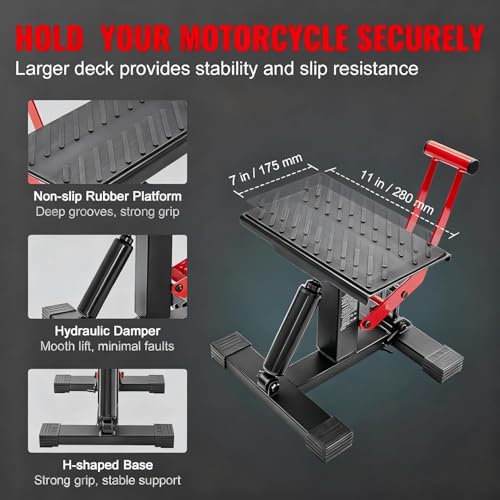 Dsocool Bike Lift Stand, Adjustable Motorcycle Lift Jack Table, 200KG Capacity, Hydraulic Lift Operation, Dirt Bike Accessories for Dirt Pit Bike Repair, Maintenance
