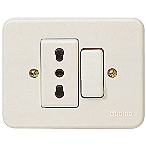 title=BTicino 1216N Serie Domino Deviatore, 6A e Presa Bipasso, 6A, Avorio