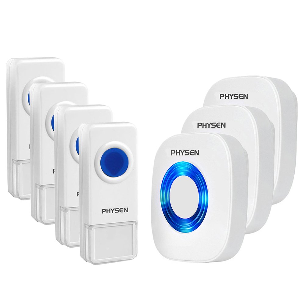 Physen Model CW Waterproof Wireless Doorbell kit with 4 Push Buttons