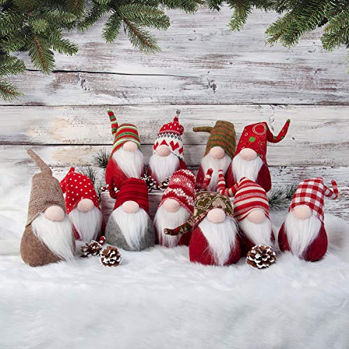 GMOEGEFT Handmade Swedish Christmas Gnome Plush, Scandinavian Santa Tomte, Christmas Elf Decoration Holiday Ornaments, 12 Inches, Set of 3 (A)