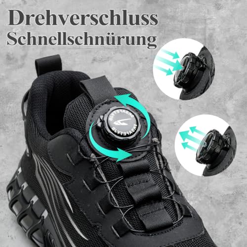 GemChve Arbeitsschuhe Sicherheitsschuhe Herren Damen Stahlkappen Anti-Smashing Leicht Sportlich Atmungsaktiv Selbsthemmend Schnellverschluss Mode Schutzschuhe 36-46 EU