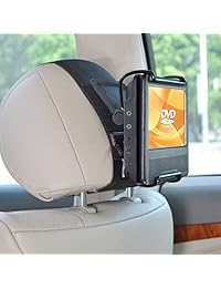 TFY Soporte de reposacabezas de coche universal con angle- celebración de abrazadera ajustable para 7 10 inch reproductores de dvd portátil con visualización de giro, Color negro