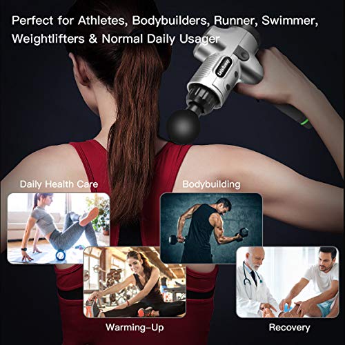 Deep Tissue Percussion Muscle Massager Carrying Case Massage Gun for Pain Relief, Handheld Electric Cordless Body Massager Sports Drill Portable Vibratio Super Quiet Massager - Thumbnail 5