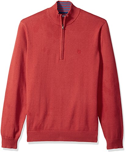 IZOD Men's Fine Gauge Solid 1/4 Zip Sweater, Saltwater Red, XX-Large