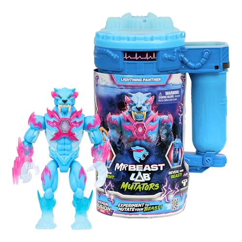 MrBeast Lab Hyper Fusion Mutators, Experiment & Create The Lightning Panther, Add Mutation Fluid, Press The Fingerprint Scanner & Reveal The Panther, Over 20 Points of Articulation, Collect All 3