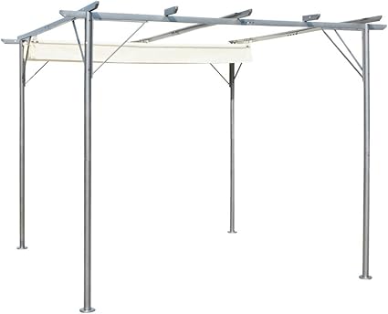 Amazon.de: vidaXL Pergola Stahl Cremeweiß 3x3m Terrassen Überdachung