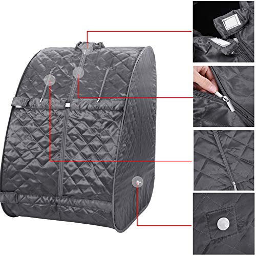 Portable Home 2L Steam Sauna with Remote Control,Indoor Foldable Steam Sauna Tent Spa Pot Loss Weight Detox Relaxation (with Foldable Chair& Timer) (Gray)