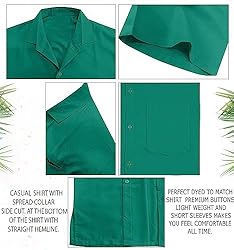 LA LEELA Men's Hawaiian Shirt Solid Beach Shirts