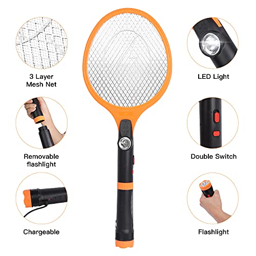 Bug Zapper, Powerful Mosquito Killer Racket, USB Rechargeable Electric