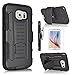 Galaxy S6 Case, Samsung Galaxy S6 Case, Starshop [Heavy Duty] Dual Layers Kickstand Case With [0.33m 9H Tempered Glass Screen Protector Included] and Locking Belt Clip (Black)