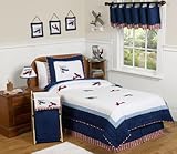 Sweet Jojo Designs 4-Piece Red, White and Blue Vintage Aviator Airplane Children's Bedding Boys Twin Set