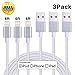 3Pack 6FT Nylon Braided 8 Pin USB Lightning Charging Cable Cord with Aluminum Connector Compatible With iPhone 7/7 plus/6/6s/6 plus/6s plus, 5c/5s/SE/5, iPad, iPod (Silver)