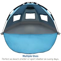 EasyGO Products Shelter - Instant Beach Umbrella Tent Sun Sport Shelter, Light Blue