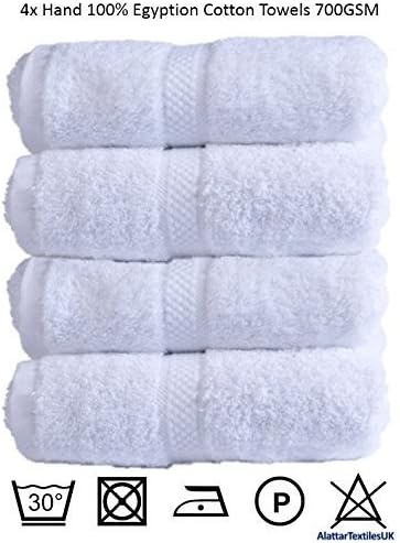 Hand Towels Egyptian Cotton 700gsm Extra Soft Top Quality Luxury Miami Towels, White by Bedding Online