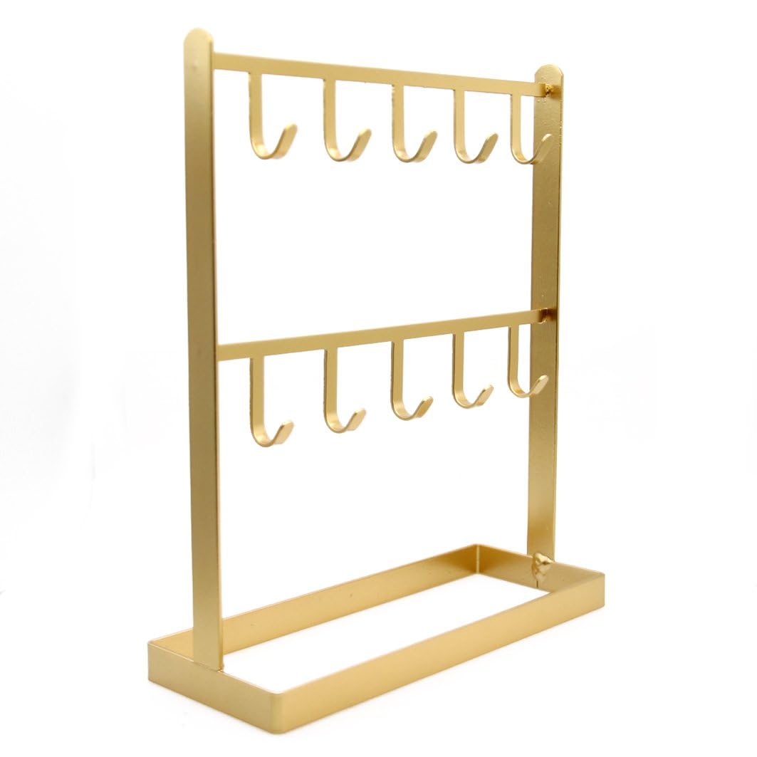 Photo 1 of LXZ 1 PC Tabletop Hook Rack – Jewelry Stand Holder – Golden Hangers for Necklaces Keys Brace laces Ear Rings