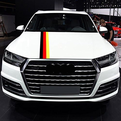 Germany Flag Stripe Auto Car Decal Sticker For Audi BMW Mercedes MINI Porsche Volkswagen Exterior Cosmetic, Such As Hood, Front/Rear Bumpers, Side Fenders, Roof, etc