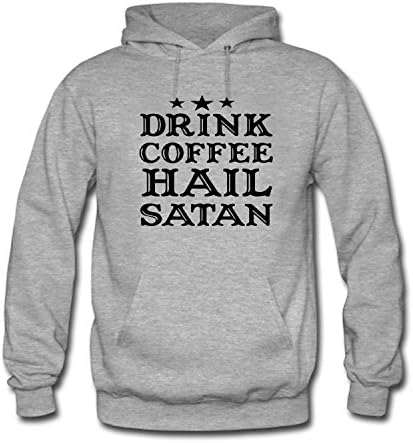 DXQIANG Women's Drink Coffee Hail Satan Long Sleeve Hoodie