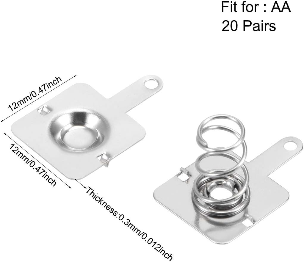 sourcing map 20 works AA Battery Positive Negative Conversion Spring Contact Nickeling Plate 12mmx12mmx0.3mm - Image 3