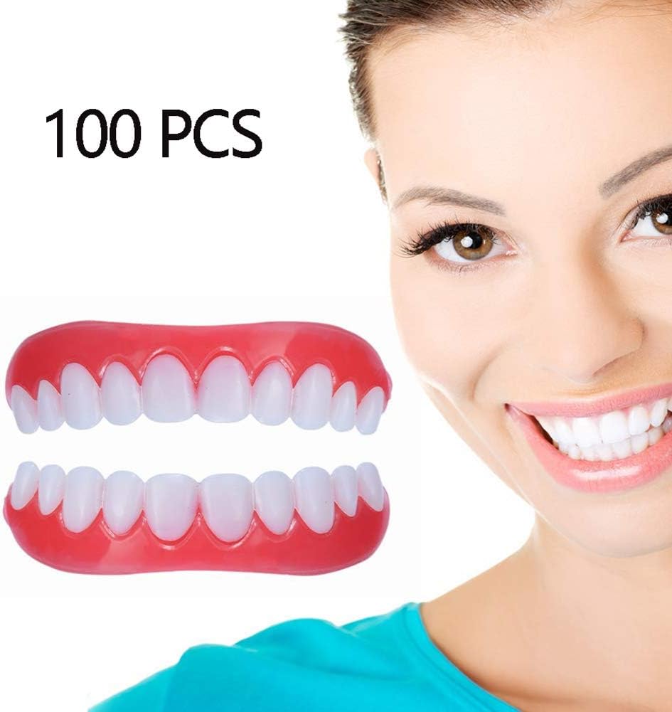 SanyaoDU Whitening Snap Perfect Smile Teeth Fake Tooth Cover on Smile Instant Teeth Cosmetic Denture Care for Upper One Size Fits Denture,100pairs