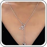 Ximdble Vintage Long Butterfly Drop Y Necklace Gold Chain Tassel Y Lariat Necklace Long Chain Pull Necklace Hollow Butterfly Necklace for Women